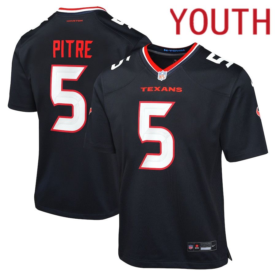 Youth Houston Texans #5 Jalen Pitre Nike Navy Game NFL Jersey